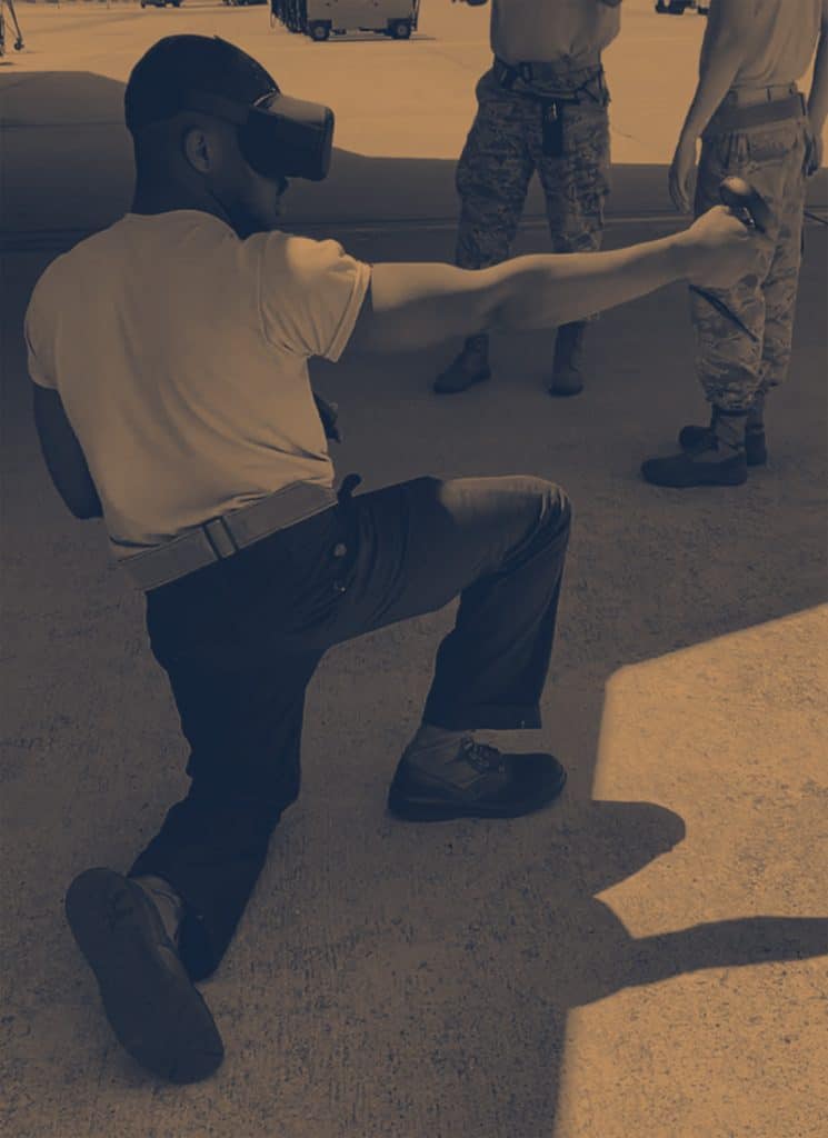 Airman in VR headset