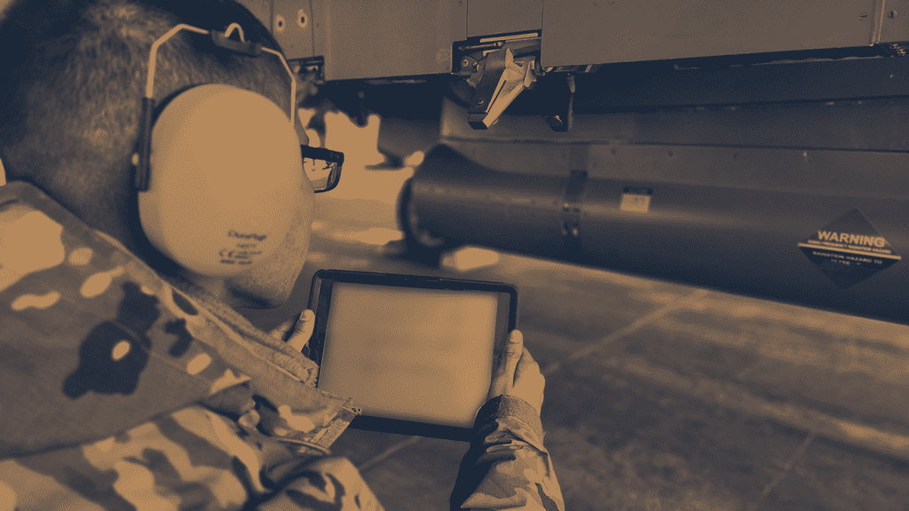 Airman with AR tablet